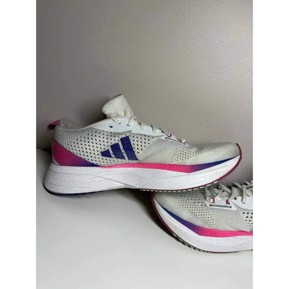 Adidas Mens Adizero SL Running Athletic Shoes White/Blue/Fuchsia GV9095 Size 8.5